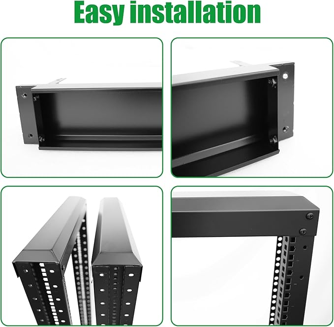 27U Server Rack/4-Post 19in Network Rack/Open Frame Rack with Wheels, Heavy-Duty Frame Cabinet/Adjustable Depth 29.75-27.75in GLOBALRACK(4POST-1000-27U)