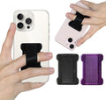 Universal Phone Grip for Smartphones - Phone Holder for Hand for Back of Phone - Wireless Charging Compatible (Black Purple) -2PC