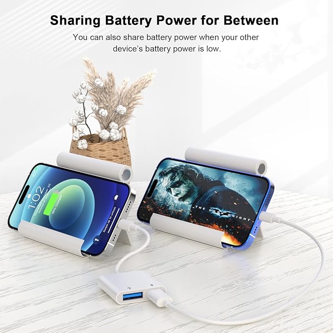 [Apple MFi Certified] Lightning to USB OTG Adapter for iPhone 14, USB3.0 Camera Adapter with Fast Charging Port for iPhone14/13/12/11/XS/X/8/7/6/SE/iPad/Card Reader/USB Flash Drive/Keyboard/Mouse