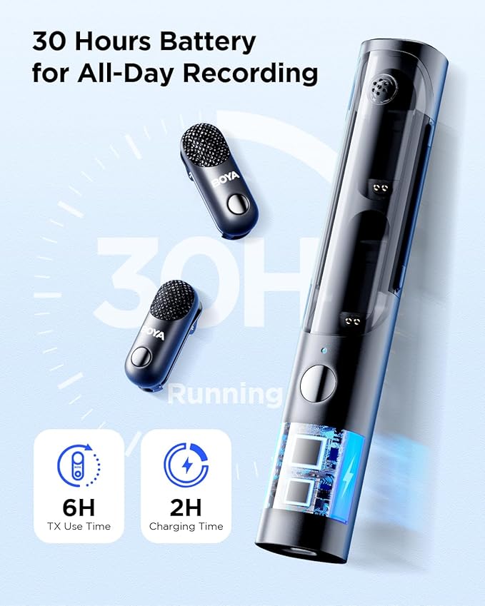 BOYA Magic-05 Wireless Lavalier Microphone, 30Hrs Battery,328FT Los Range, Safety Track &Limiter, Ai Noise Reduction USB-C Wireless Lapel Mini Mic for Android iPhone 16/15 Audio Video Live Broadcast
