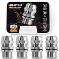 QILIPSU 4pcs 1/2" NPT 304 Stainless Steel Cable Gland Long Thread Waterproof IP68 Metal Strain Relief Cord Grip Cable Pass Through Wire Connector