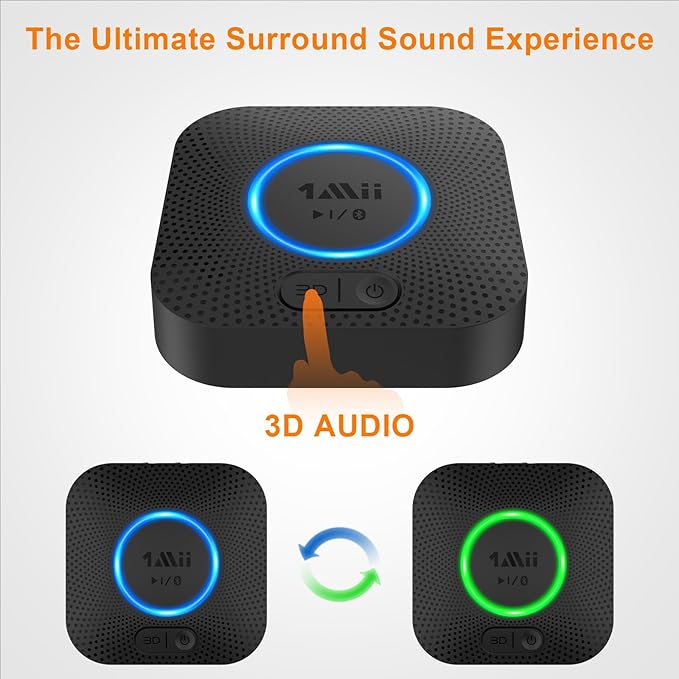 [Upgraded] 1Mii B06 Plus Bluetooth Receiver, HiFi Wireless Audio Adapter, Bluetooth 5.3 Receiver with 3D Surround aptX HD aptX Adaptive for Home Music Streaming Stereo System