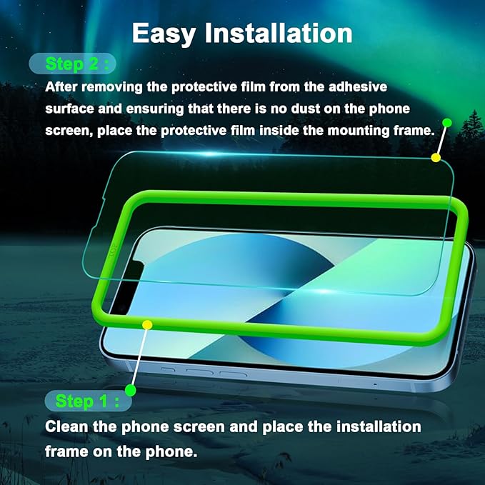 Blue Light Screen Protector for iPhone 13 mini (5.4-inch), Eye Protection,Tempered Glass Film, Scratch-Resistant, No Bubble with Easy Installation Kit, 2 Pack