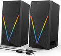 RGB Desktop Speakers with Enhanced Bass, Volume Control & 6 Colorful Lights - USB Powered & 3.5mm Aux Gaming Speakers for Laptop, PC, Tablet, Phone