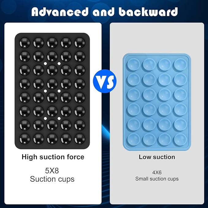 Silicone Double Sided Suction Phone Case Mount, Detachable Hands Free & Strong Grip Holder for Selfies & Videos, Compatible iPhone Android (Black, 1Pack)