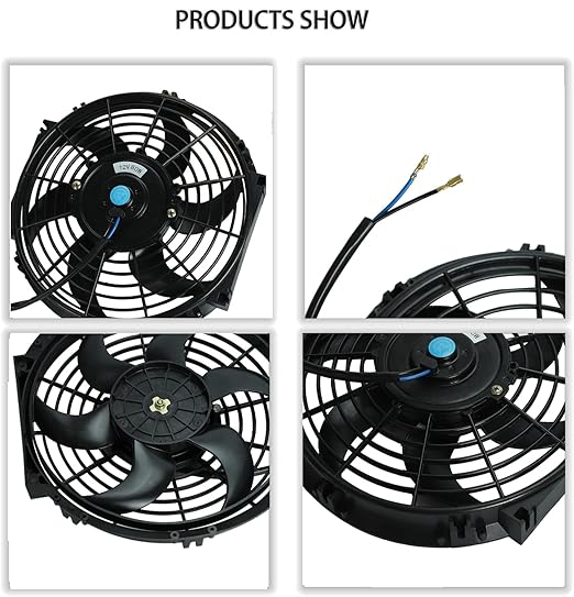2PCS 10 Inch Universal High Performance Slim Fan Push Pull Electric Radiator Cooling Fan 12V 80W Mount Kit Black