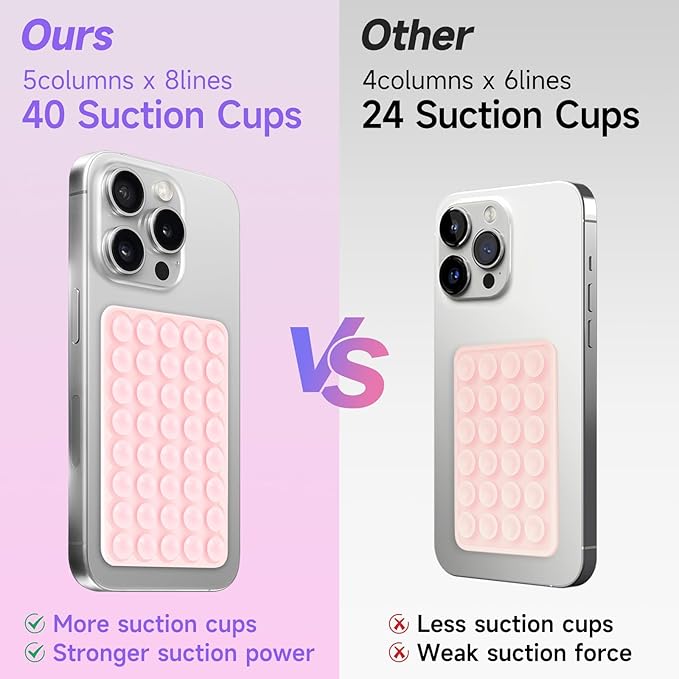 Silicone Suction Phone Case Mount, Non Slip Suction Cup Phone Mount, Phone Accessories Holder for Selfies and Videos, Silicon Adhesive Phone Stand Sticky for Cell Phone Lavender