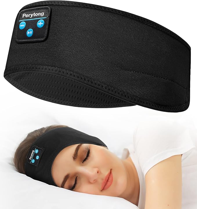 Perytong Sleep Headphones Bluetooth Headband Wireless Headphone Headband for Side Sleepers - Headphones for Sleeping - Sleeping Headband for Insomnia Nuit Travel,Gift for Women Men Mom Dad