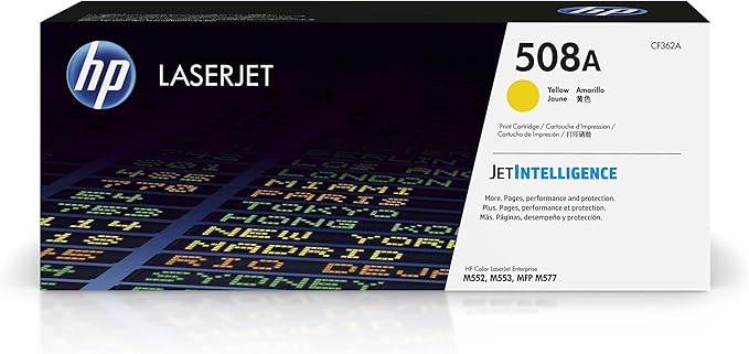 HP 508A Yellow Toner Cartridge | Works with HP Color LaserJet Enterprise M552, M553, HP Color LaserJet Enterprise MFP M577 Series | CF362A
