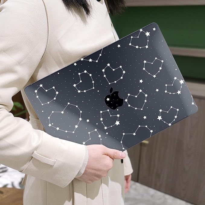 MEEgoodo for M4/M3/M2 MacBook Air 15.3 inch Case 2025 2024 2023, Case Fit Model (A3241/A3114/A2941) for MacBook Air 15 inch, Laptop Hard Shell with Keyboard Cover, Constellations & Hearts