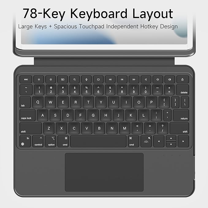 HOU iPad 9th Generation Case with Keyboard(8th/7th gen),iPad Air 3 & Pro 10.5" 360° Rotatable&Detachable Combo,Ultra-Silent Keys,7-Color Backlit,50H Battery,Lightweight Cover,Portrait/Landscape,Black