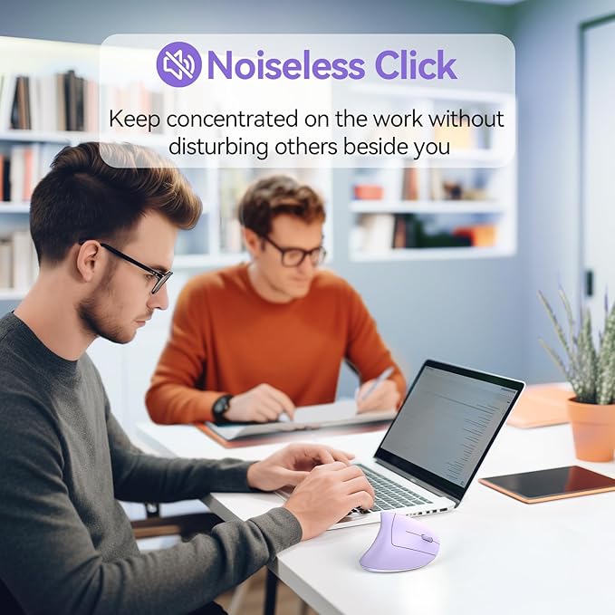 TECKNET Ergonomic Mouse Wireless, Rechargeable Mouse Wireless Silent for Carpal Tunnel Right Hand, 2.4GHz USB Vertical Mouse Wireless for Laptop, 5 Adjustable 4800 DPI, Computer, MacBook, Desktop