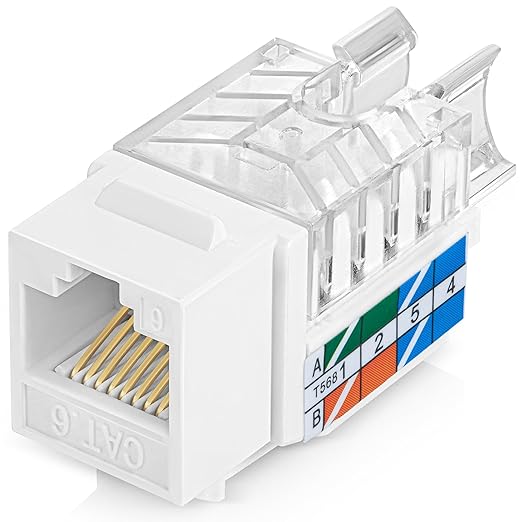 Everest 45° Angled RJ45 Cat6A Keystone Jacks 100-Pack in White - Slim Profile Female RJ45 Connectors - Cat 6A Keystone Jack - Compatible with 45° Angled Speed Termination Tool - 45Term (B0BL3GS7ZY)