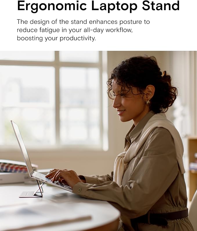MOFT Laptop Stand for Desk, Adhesive Laptop Stand with 2 Adjustable Viewing Angles, Foldable and Portable Computer Stand Compatible with MacBook Air, MacBook Pro 11"-16", Silver