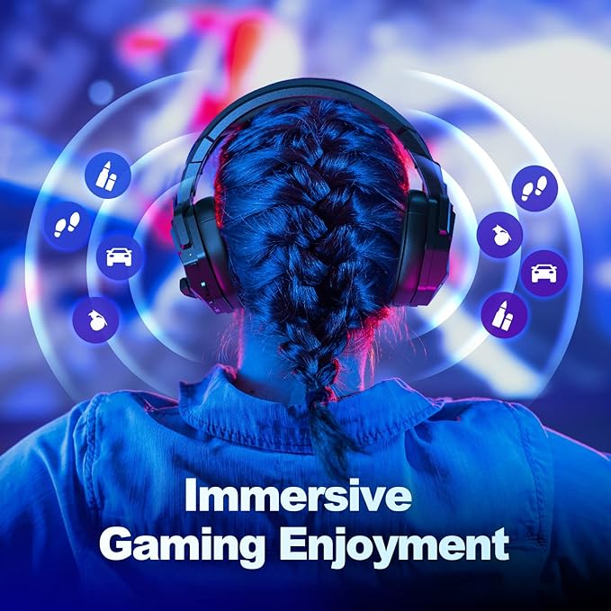 Wireless Gaming Headsets with Mic for PC PS4 PS5 PlayStation 4 5, Bluetooth USB Gamer Headphones with Noise Cancelling Microphone for Computer Laptop PC Mac