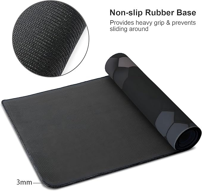 Hexagon Honeycomb Large Mouse Pad,Gaming Keyboard Desk Pad,Extended Mouse Mat Non-Slip Rubber Base with Stitched Edges for Office Game Home XL 31.5"x11.8"