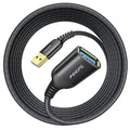 AINOPE 2 Pack USB Extensions Cable High Speed USB 3.0 Extension Cord Type A Male to Female Sturdy Braided Material Fast Data Transfer Compatible with USB Keyboard,Mouse,Flash Drive,Black,20FT+20FT