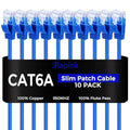 Rapink Cat6a 5ft Ethernet Cables (10 Pack) - Slim, 10G Support, Snagless, Flexible with Gold Plated Connectors