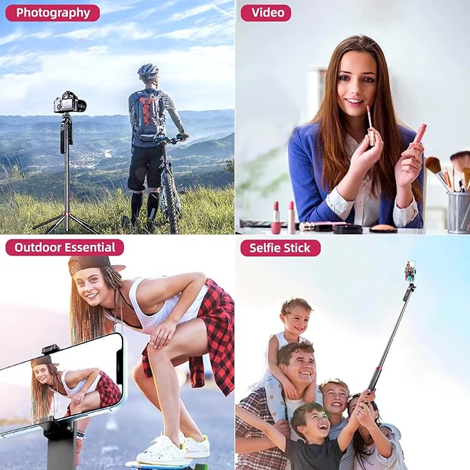 WOVTE 71" Selfie Stick with 2 Lights, Extendable Stand for iPhone, Selfie Stick with Remote, Portable Phone Tripod for Cell Phone Compatible with iPhone/Android, Camera & GoPro