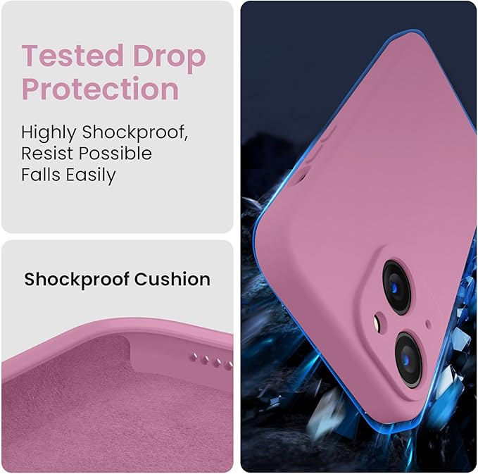 FireNova Designed for iPhone 15 Plus Case, Silicone [Camera Protection] Case with [2 Screen Protectors], Soft Anti-Scratch Microfiber Lining Inside, 6.7 inch, Lilac Purple