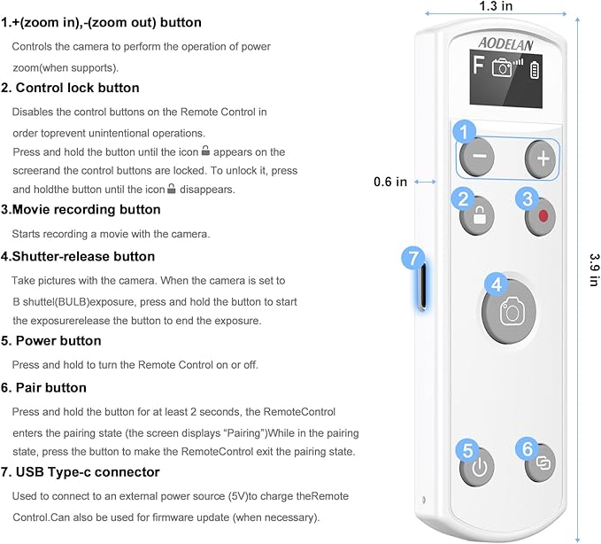 for Fujifilm Rechargeable Camera Remote Control Wireless Shutter Release Compatiable with Fuji X-T30 II, X-S10, X100VI, X-H2S, X-H2, X-T5, X-T4, X-T3, X-S20, X-T50, X-T30, X-M5, X-E5, X Half(White)