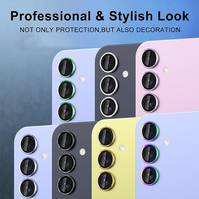 for Samsung Galaxy A35 5G Camera Lens Protector, Individual Metal Ring Tempered Glass Lens Cover, [Strong Adsorption] Scratch Resistant Ultra-Thin HD Clear Lens Cover, 1 Set-Purple