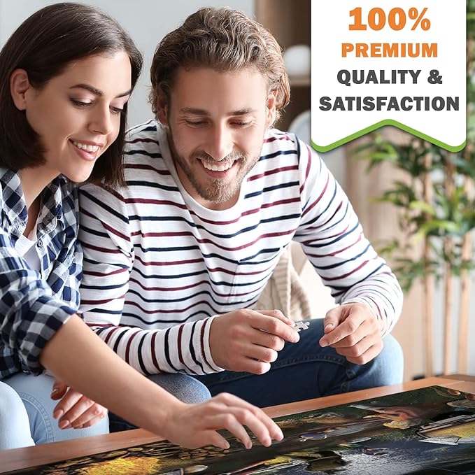 Quokka Puzzles for Adults 1000 Pieces and Up - 3 Pack of 1000 Piece Puzzles for Kids Ages 8-10-12 - Enjoy Market, Lighthouse and Camping Designs for Women and Men