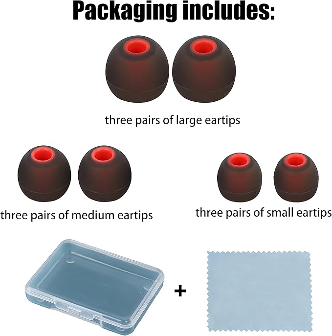 Earbud Replacement Tips Silicone Earbud Tips Eartips Fit Most in-Ear Earbuds(Inner Hole 3.8mm -5.1mm) Headphone Rubber Tips Earbud Covers 9 Pairs S M L