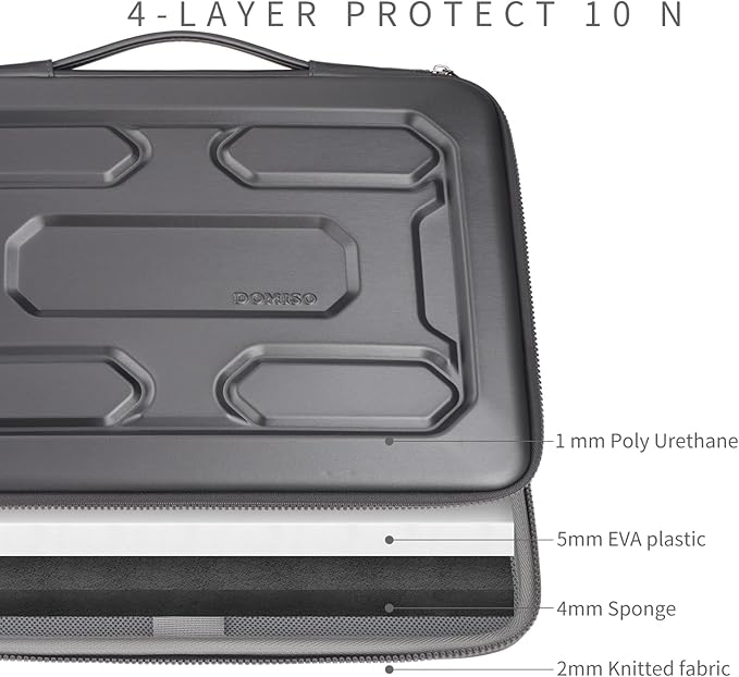 DOMISO 13.3 inch Laptop Sleeve with Handle Shockproof Computer Bag Waterproof EVA Protective Carrying Case for 13-13.3 inch Notebooks/13 MacBook Air/MacBook Pro Retina/Dell XPS 13/HP, Dark Grey