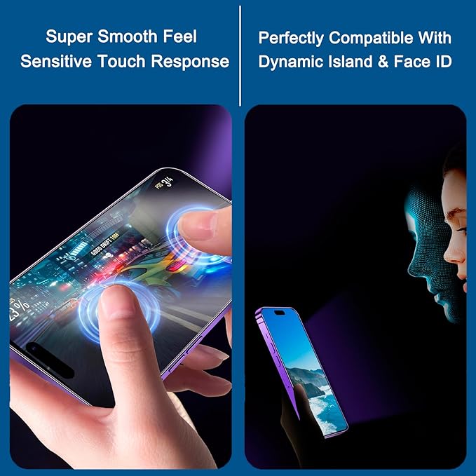 2 Pack Matte Privacy Screen Protector for iPhone 15 Plus/16 Plus, [Auto-Dust Removal and Auto-Alignment] Anti-Spy Anti-Glare Anti-Fingerprint Tempered Glass Film, Smooth & Sensitive Touch