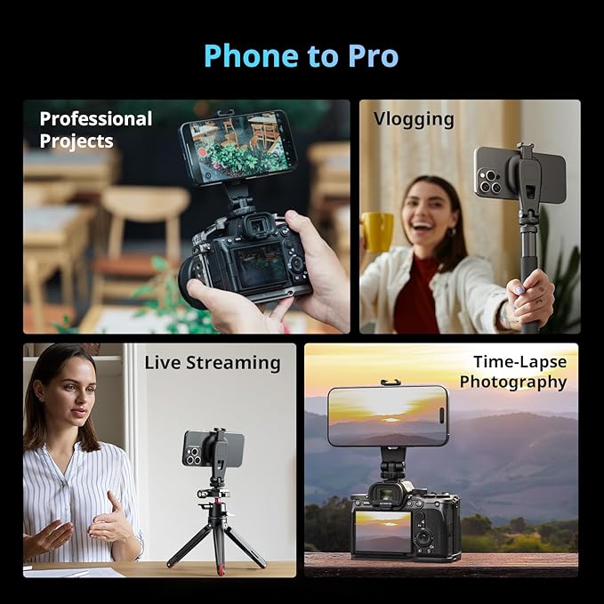 SMALLRIG AC-10 Magnetic Attachable Phone Clamp, with Cold Shoe Mount and 1/4"-20 Threaded Hole, for iPhone 16/15 / 14/13 / 12 Series, 90° Tilt for Recording, Live Streaming - 5283