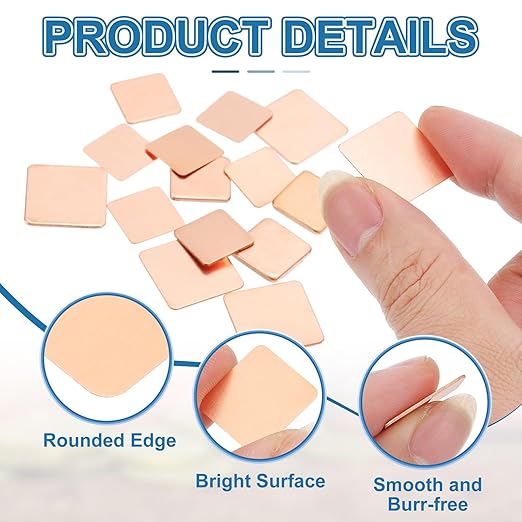 PATIKIL Copper Heatsink Pad Shims, 24 Pcs 15x15x0.8mm Copper Pad Shim IC Chipset GPU CPU Thermal Heatsink for Cooling Laptop Desktop Computer