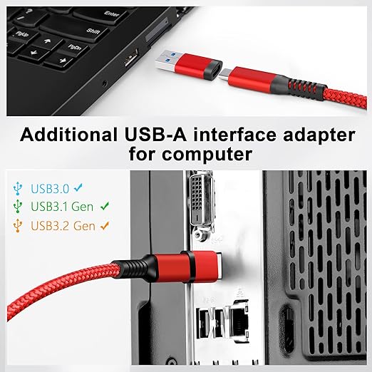Kuject Link Cable 20FT Compatible for Quest 3S/3, Quest 2/Pro, Pico 4, Nylon Braided Accessories for Rift S/Steam VR Games, USB 3.0 Type C to C High Speed Data Transfer Cord for Gaming PC, Red