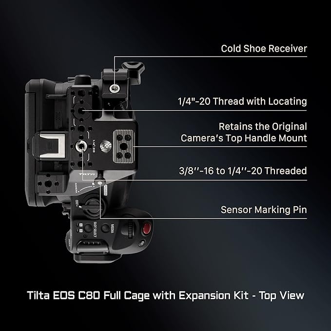 Tilta Camera Cage Compatible with Canon C80 Advanced Kit | Includes Tilta Xeno NATO Side Handle, 15mm LWS Baseplate, Aluminum Rods & Button Extensions | NATO, Cold Shoe, 1/4"-20 & 3/8"-16 Threads