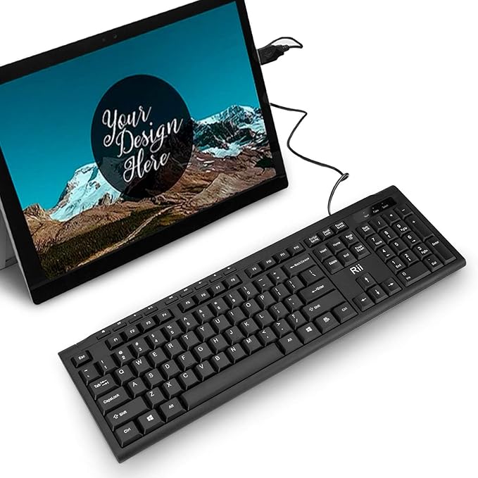 Rii RK907 Ultra-Slim Compact USB Wired Keyboard for Mac and PC,Windows 10/8 / 7 / Vista/XP (Black) (2PCS)