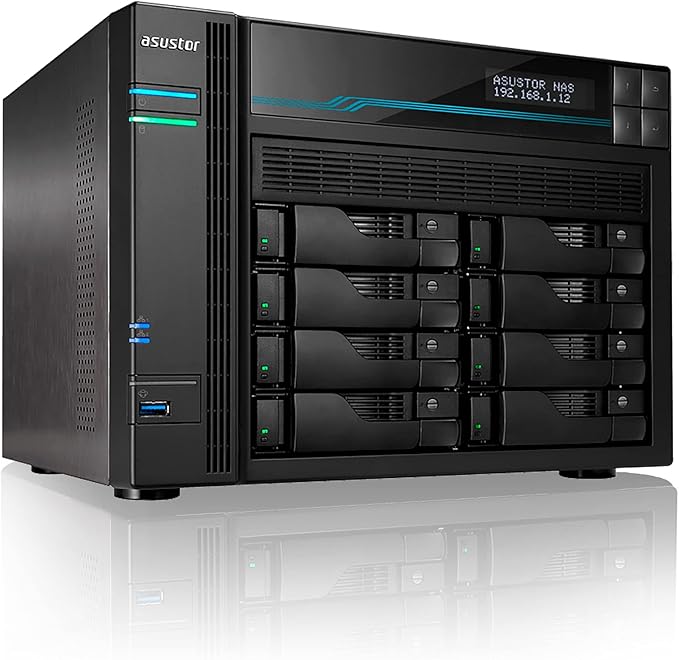 Asustor Lockerstor 8 AS6508T 8 Bay NAS - Network Storage Enclosure, Quad Core 2.1GHz CPU, 8GB RAM DDR4, M.2 NVMe SSD