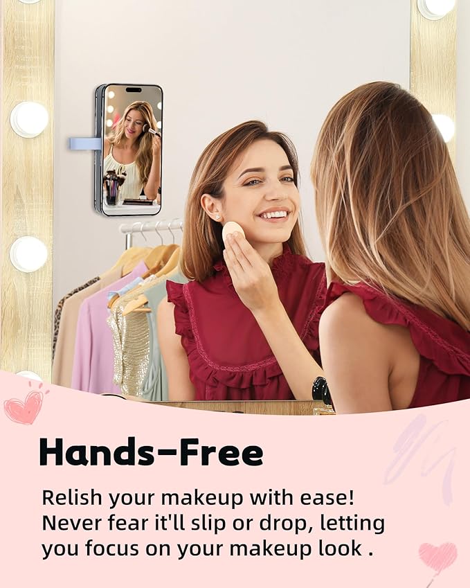 Magnetic Suction Phone Case Mount, Silicone Suction Cup Grip Stand for MagSafe Case, Hands-Free Phone Holder for iPhone 16/15/14 Pro Max, TikTok Videos, Selfies, Women Gift (Light Pink)911001A (Blue)