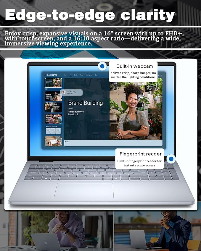 Dell Inspiron 16 Business Laptop - 16'' Touchscreen FHD+ Dsiaplay, Intel 10-Core 7 150U(Up to 5.4GHz) Express Charge, Backlit Keyboard, Windows 11 pro, Fingerprint (32GB RAM | 2TB SSD