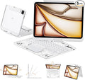 Transparent Case with Keyboard for iPad 11th Gen 11 Inch.(A16, 2025) & 2022 iPad 10th Gen 10.9 Inch,7-Color Backlit,Wireless Keyboard, 360°Rotating,with trackpad,Pencil Holder,with Shortcuts,White