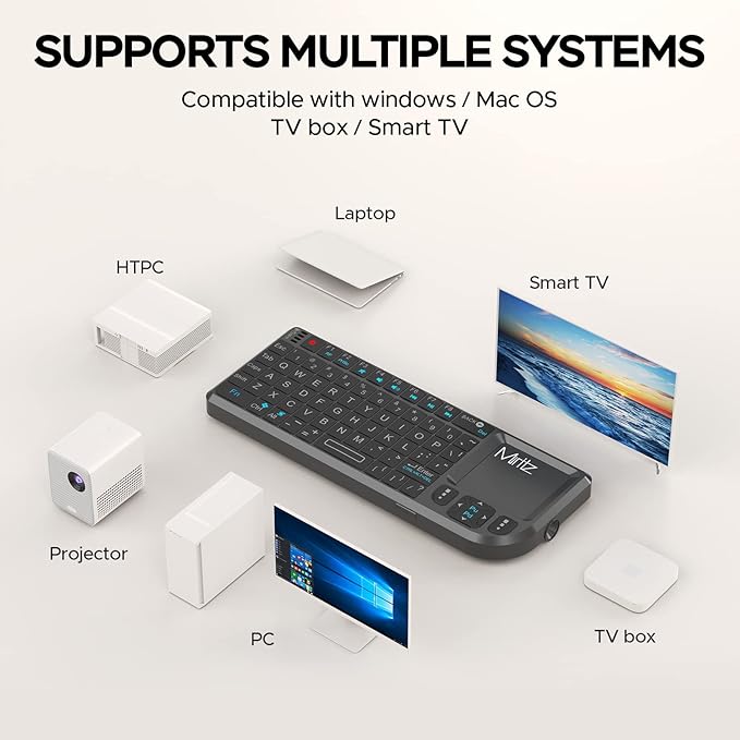 Mini Wireless Keyboard with Touchpad, Bluetooth Keyboard for iPad/Tablet/PC/TV, 2.4GHz USB Dongle & Bluetooth Dual Mode, Portable & Lightweight, Long Battery Life for Travel