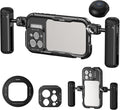 NEEWER 16 Pro Cage with Two Quick Release Side Handles, Phone Video Rig Kit with 67mm Filter Adapter, 17mm Lens Mount, T Mount Lens Adapter Compatible with iPhone 16 Pro (PA073+PA045E+PA045B)
