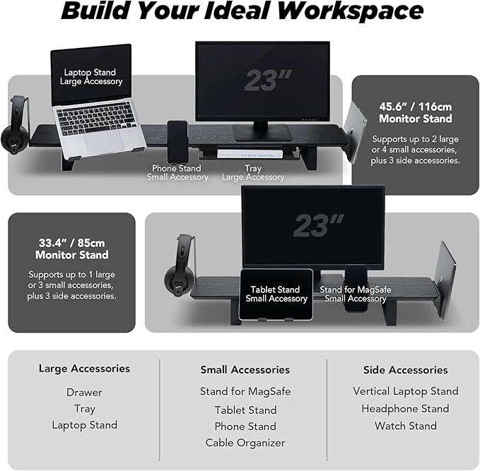 Moodular Add-ons Phone Stand [Accessory Only - Requires Moodular Wooden Monitor Stand Slide Rails for Use] Black MSA-PS