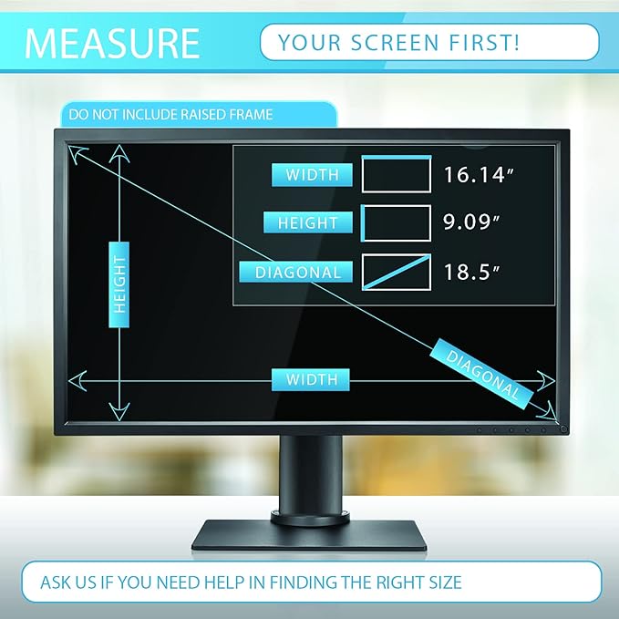 Privacy Screen Filter for 18.5 Inches (Screen Measured Diagonally) Desktop Computer Monitor, Aspect Ratio 16:9 (16.14 inch width x 9.09 inch height)