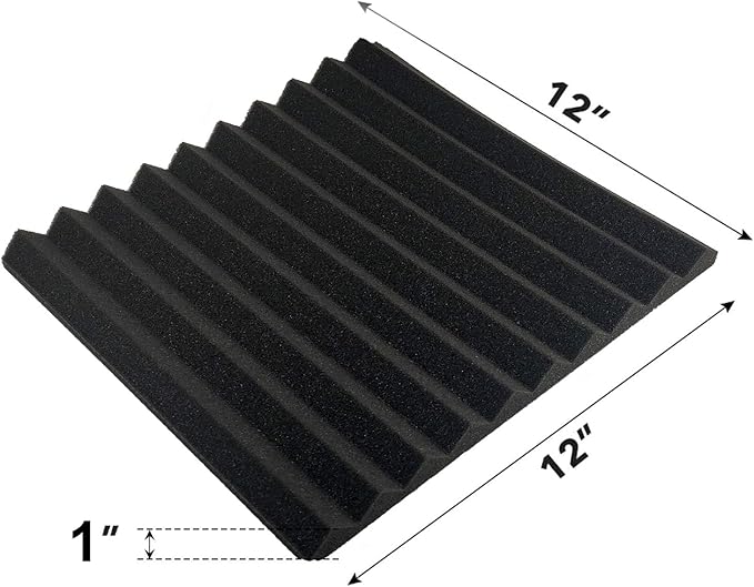 JBER 48 Pack Charcoal Acoustic Panels Studio Foam Wedges Fireproof Soundproof Padding Wall Panels 2.5 X 30 X 30cm/1" X 12" X 12"