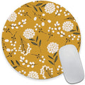 Round Mouse Pad, Cute Floral Mouse Pad with Design, Computer Mouse Mat, Non-Slip Rubber Base Mousepad, Waterproof Women Office Mouse Pads, Yellow Flowers