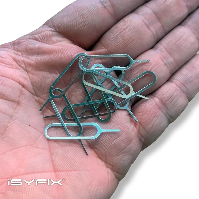 Sim Card Tray Pin Eject Removal Tool Needle Opener Ejector 10X Pack by iSYFIX for All iPhone, Apple iPad, HTC, Samsung Galaxy, and Most Smartphone Brands
