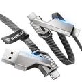 4-in-1 USB C Cable 60W 3FT Compatible with Lightning Cable [Fast Charging & Data Transfer] Flat Nylon Braided for iPhone iPad Charger Cord, Multi Charge Wire Combo with L/Type C/USB A Port