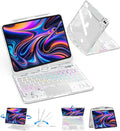 SIBEITU Keyboard Case for iPad Pro 13 Inch M5 2025 / M4 2024, Clear Wireless Keyboard iPad Pro 13inch Cover with Multi-Touch Trackpad, 7-Color Backlight & 3-Brightness, Visible PCB Tech Design, White