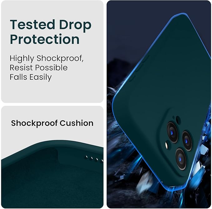 FireNova Designed for iPhone 15 Pro Max Case, Silicone Upgraded [Camera Protection] Phone Case with [2 Screen Protectors], Soft Anti-Scratch Microfiber Lining Inside, 6.7 inch, Teal
