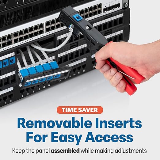 Everest 24 Port Keystone Patch Panel (4-Pack) - Removable 6-Port Panels - Use with Slim Profile Keystones ONLY (Wider Jacks May not fit Side by Side) - 8 Blank Keystone Jack Inserts Included